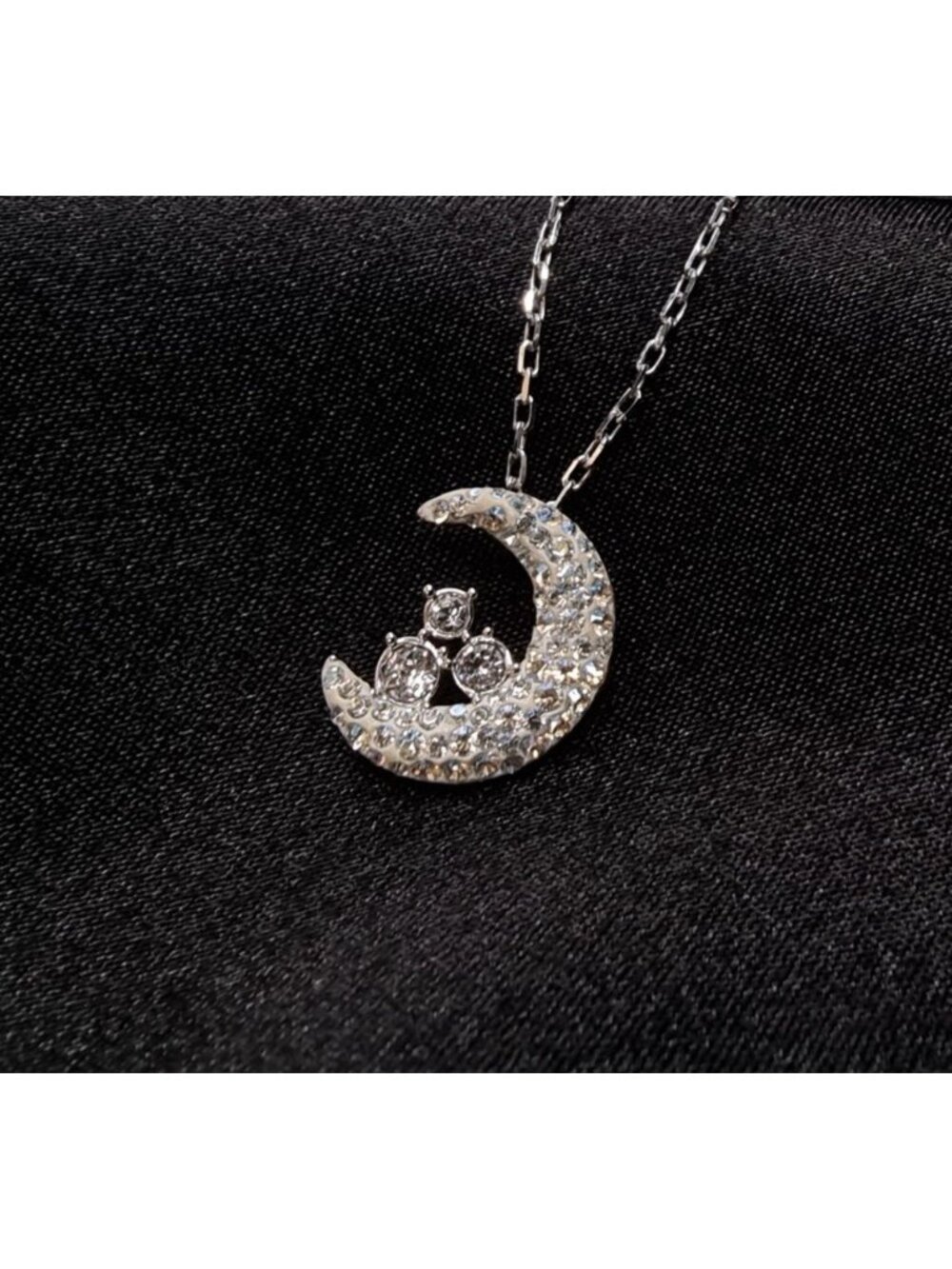 Swarovski Crystal Crescent Moon Pendant Necklace With Chain